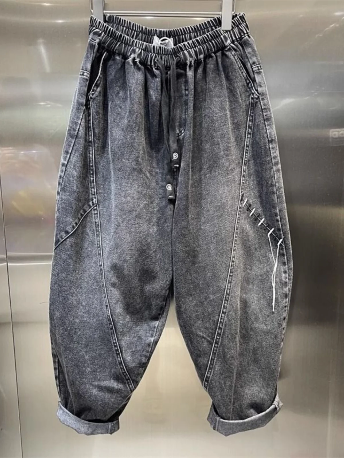 

Extra Large 300 Pou Universal Loose Elastic Waist Jeans Men's Autumn Winter American Retro Slim Dad Pants INS Straight Leg...