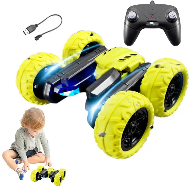 Remote Control Car Double Sided 360 Degree Rotation 4WD Stunt Car With Light And Spray 2.4Ghz Rechargeable Stunt Vehicle Car For