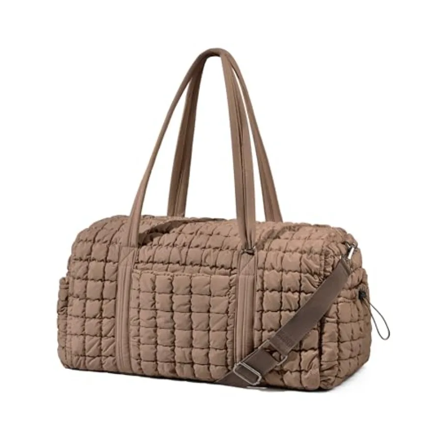 Quilted Travel Duffle Bag for Women Medium Weekender Bag Puffer Overnight Bag Large Soft Puffy Duffel Bag Carry-On Gym Bag Ligh