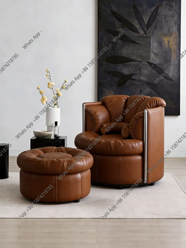 Bn Medieval Retro Rotating Single Sofa Chair Godfather Chair Tea Room Master Chair Study Reading Lazy Leisure Recliner