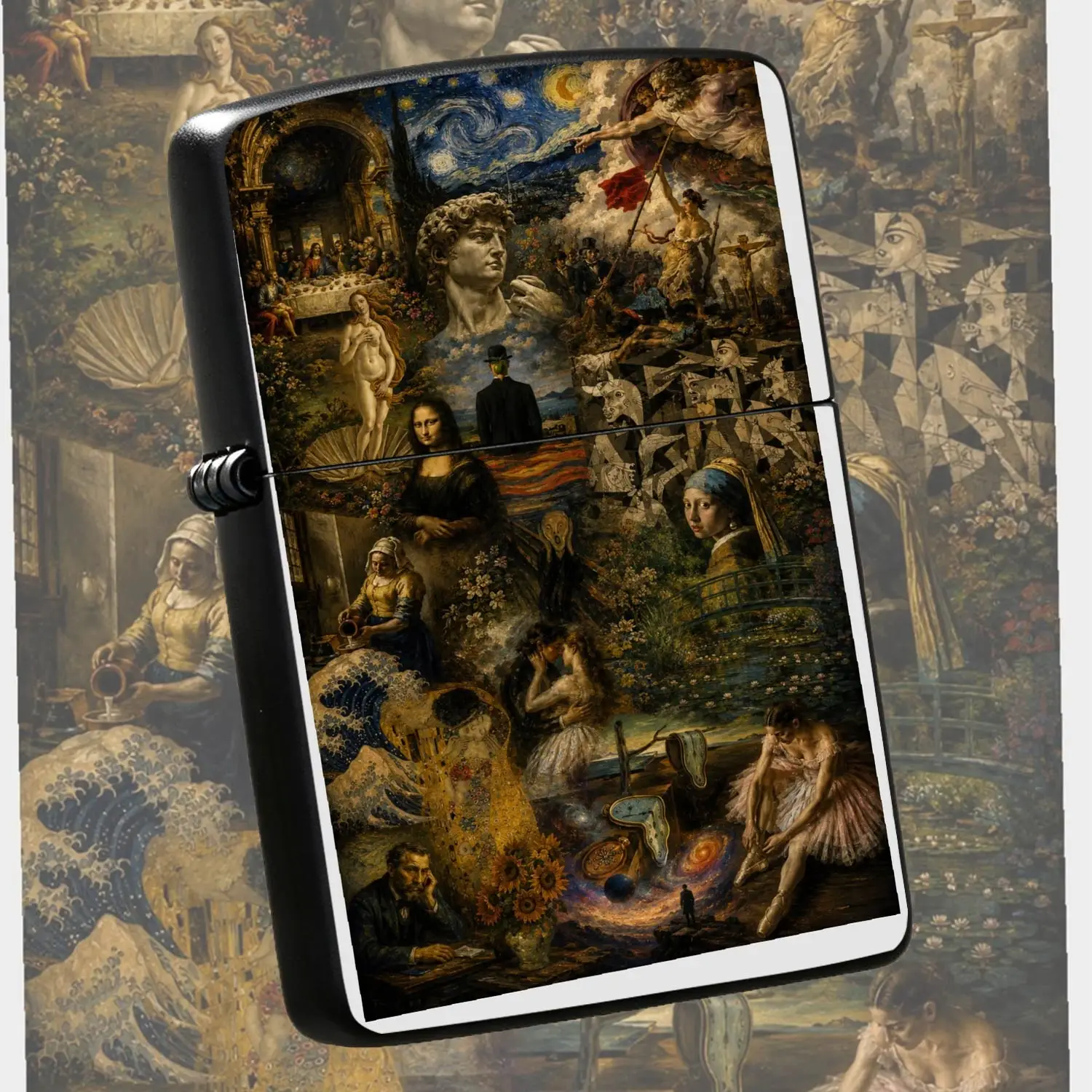 Classic Masterpiece Collage Design Lighter, Retro Art Themed Portable Igniter, Ideal For Art Lovers Gifting, Multi-Scenario Daily Use, Exquisite Decorative Accessory, Unique Souvenir Present For Festival And Casual Occasions A Humorous And