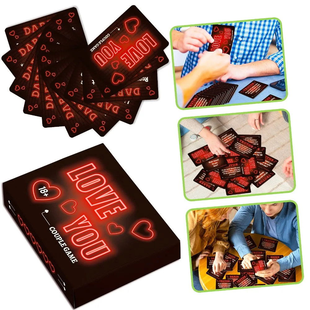 50LOVE YOU Neonlicht-paalkaarten Bestverkochte Engelse spel Interactieve kaarten Zoet Intiem Levendig Gepassioneerd Charmant