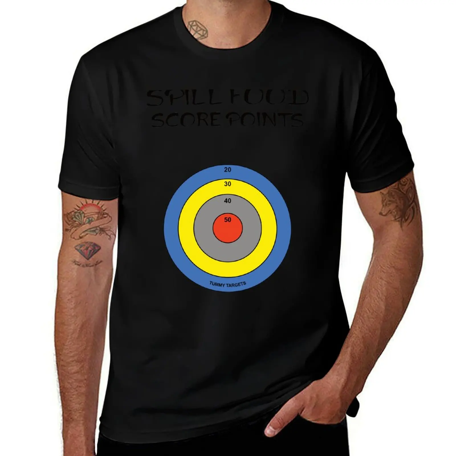 Tummy Target for messy eaters who spill food T-Shirt custom shirt football t shirt plus size men clothing