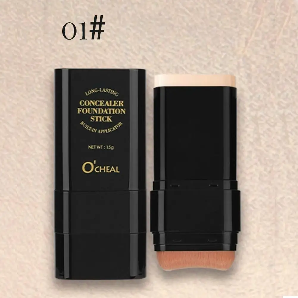 ツーインワンコンシーラーファンデーションスティックフェイシャルマットブロンザー保湿フェイス防水メイクアップ輪郭カバークリーム W4E5