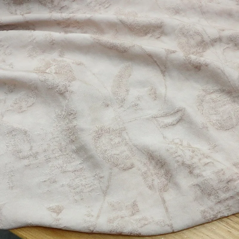 Dirt-dyed silk jacquard fabric a new Chinese-style niche clothing blended with tussah and