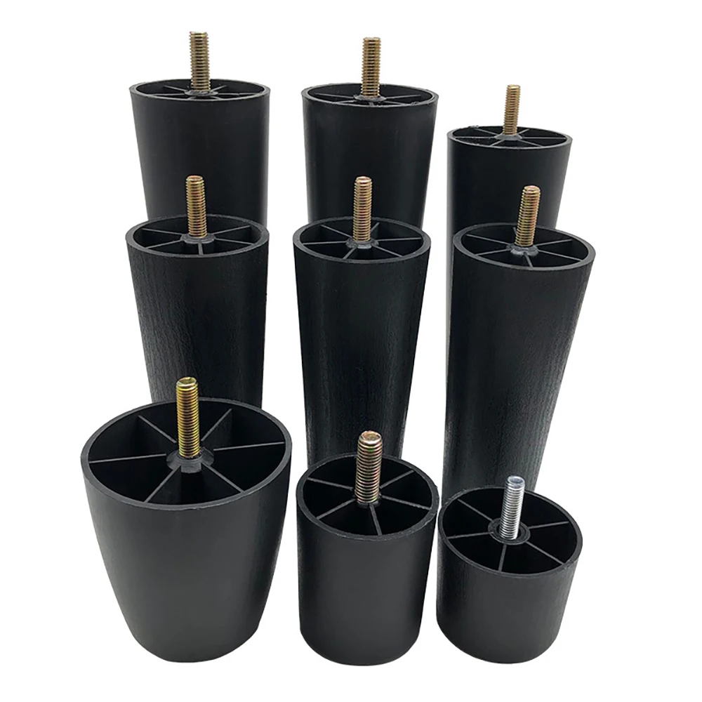 جولة مدبب الأسود البلاستيك أرجل قطع الأثاث قدم عالية 25-180 مللي متر المضادة للانزلاق وسادة للقدم مع M8 M10 موضوع عرقوب للأريكة وكرسي #3