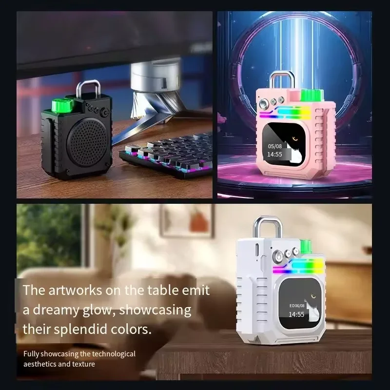 

Умный сенсорный экран Bluetooth-динамики Портативный уличный беспроводной сабвуфер Настольный будильник с дисплеем календаря Бумбокс