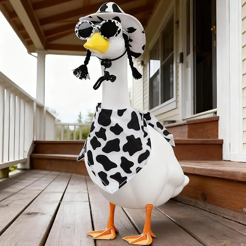 Cow Style Lawn Goose Outfit 23 Inch with Hat Bandana Farm Decor for St Patricks Day Party