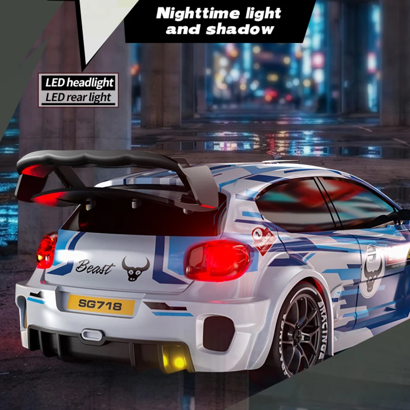 2.4G 1/24 RC Drift Rally Car 4WD High Speed Remote Control Racing Vehicle Model with LED Lights Stickers Kids Toys Boys Gifts