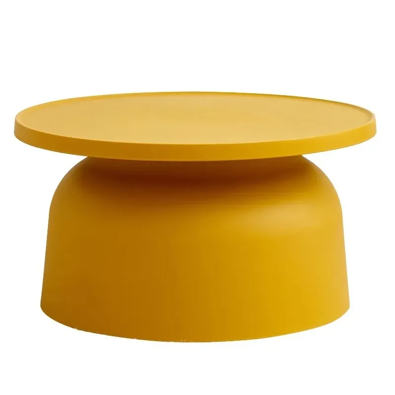 Modern Round Plastic Coffee Table Compact Corner Side Table for Small Apartment Living Room Creative Sofa End Table Decor