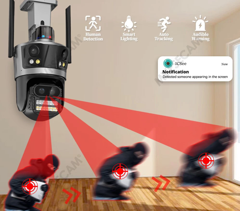 8k 16mp Video überwachungs kamera wifi cctv 8x Zoom Outdoor Wireless Sicherheit IP-Kamera ptz vier Objektive Wi-Fi-Kameras icsee – Detail 7