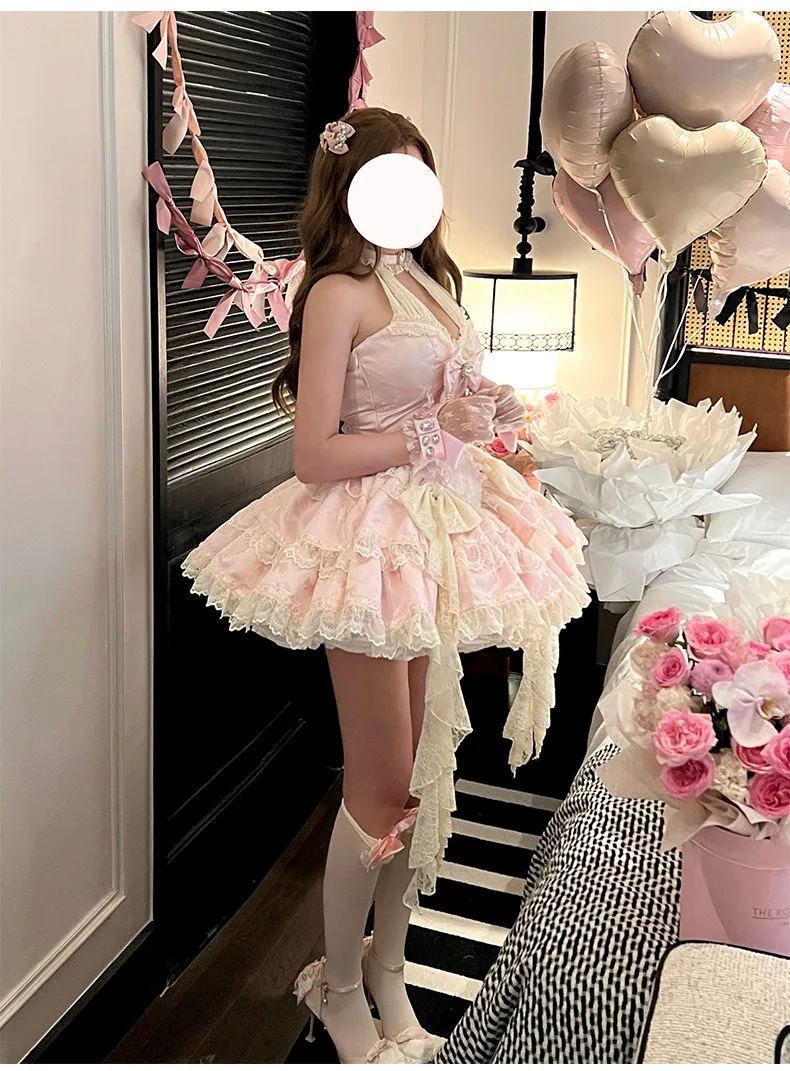 Świąteczna Czerwona Urocza Słodka Sukienka na Ramiączkach Atmosfera Urodzinowa Sukienka dla Dorosłych Sukienka na Uroczystość Wykwintna Zabawna Sukienka Bez Rękawów Krótka Sukienka