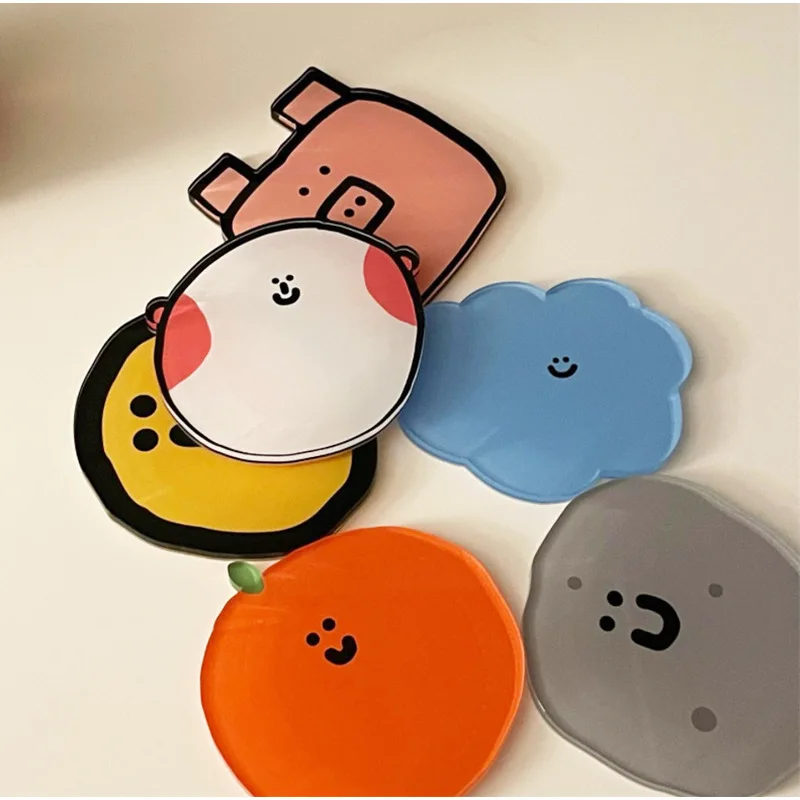 1Pc Cute Acrylic Coaster Ins Cartoon Strawberry Cookie Smiley Face Heat‑Resistant Anti‑Scald Non‑Slip Table Cup Mat for Home