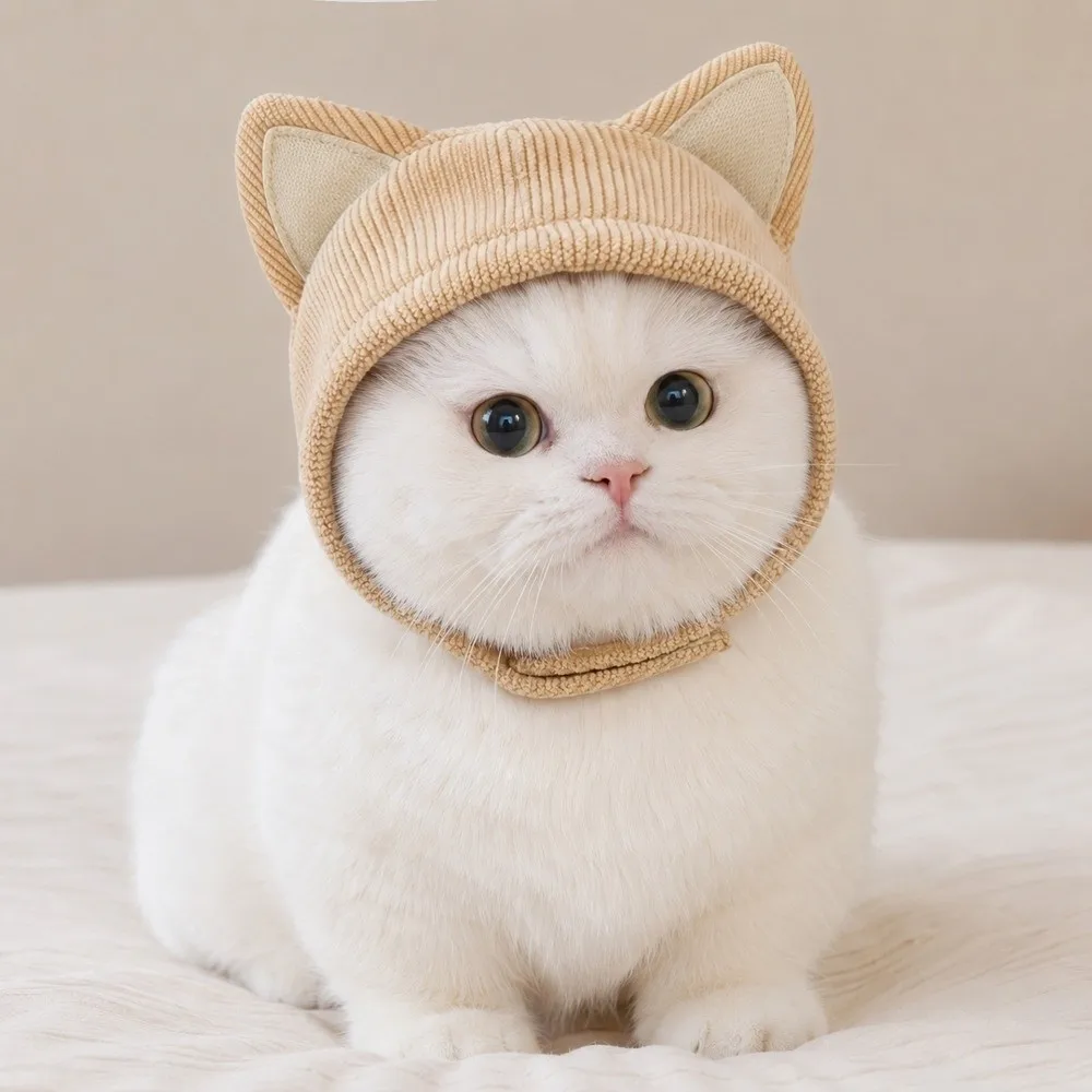 Cat Ear Design Dog Grooming Earmuff Noise Cancel Solid Color Pet Ear Muffs Soft Adjustable Windproof Dog Cap Photograph