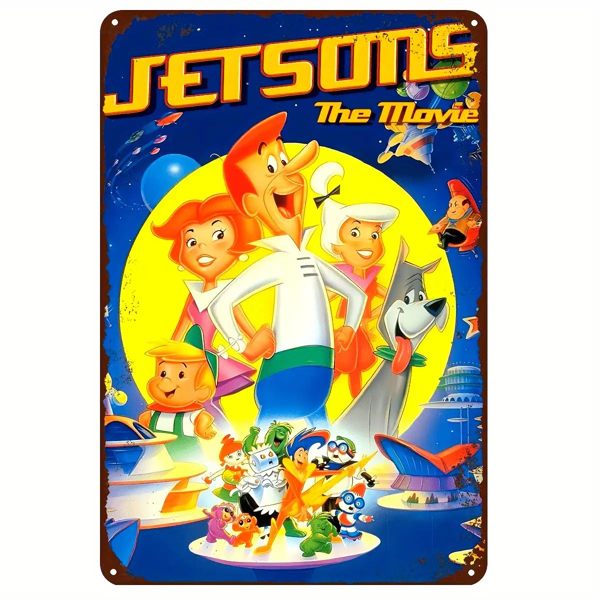 Jetsons-Inspired Retro Metal Wall Sign - ch Vintage Cartoon Decor Featuring Jetson's Themed Characters, Perfect for Home, Kitche