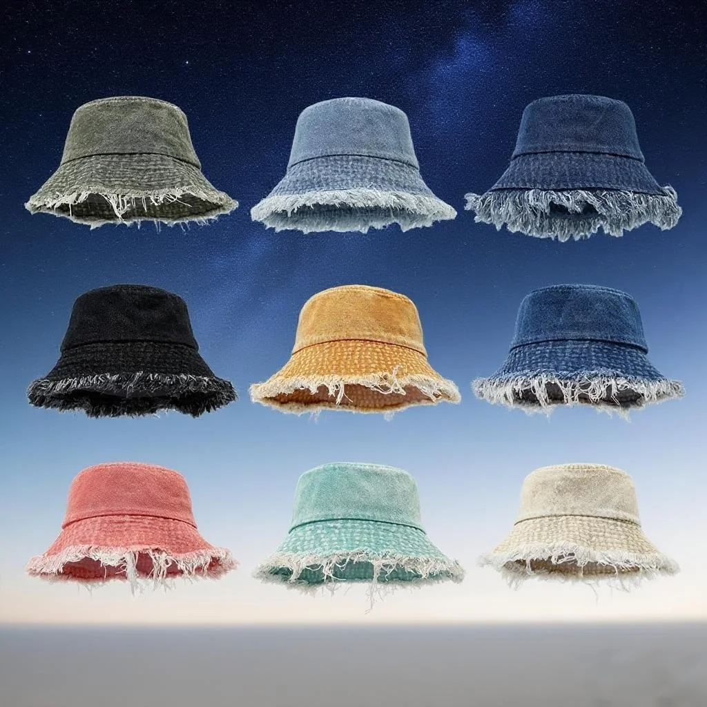 Topi Ember Musim Panas Denim D - Bucket Hat Embroidered ulasan dan harga