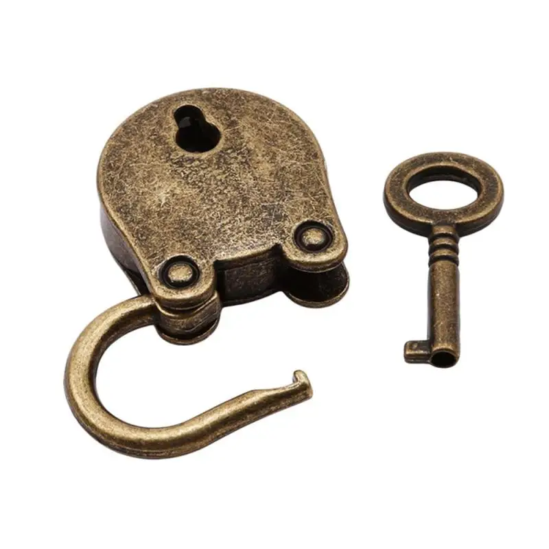 Old Vintage Style Metal Locks Mini Padlock Small Luggage Box Key Lock Bronze Color Home Usage Hardware Decorations