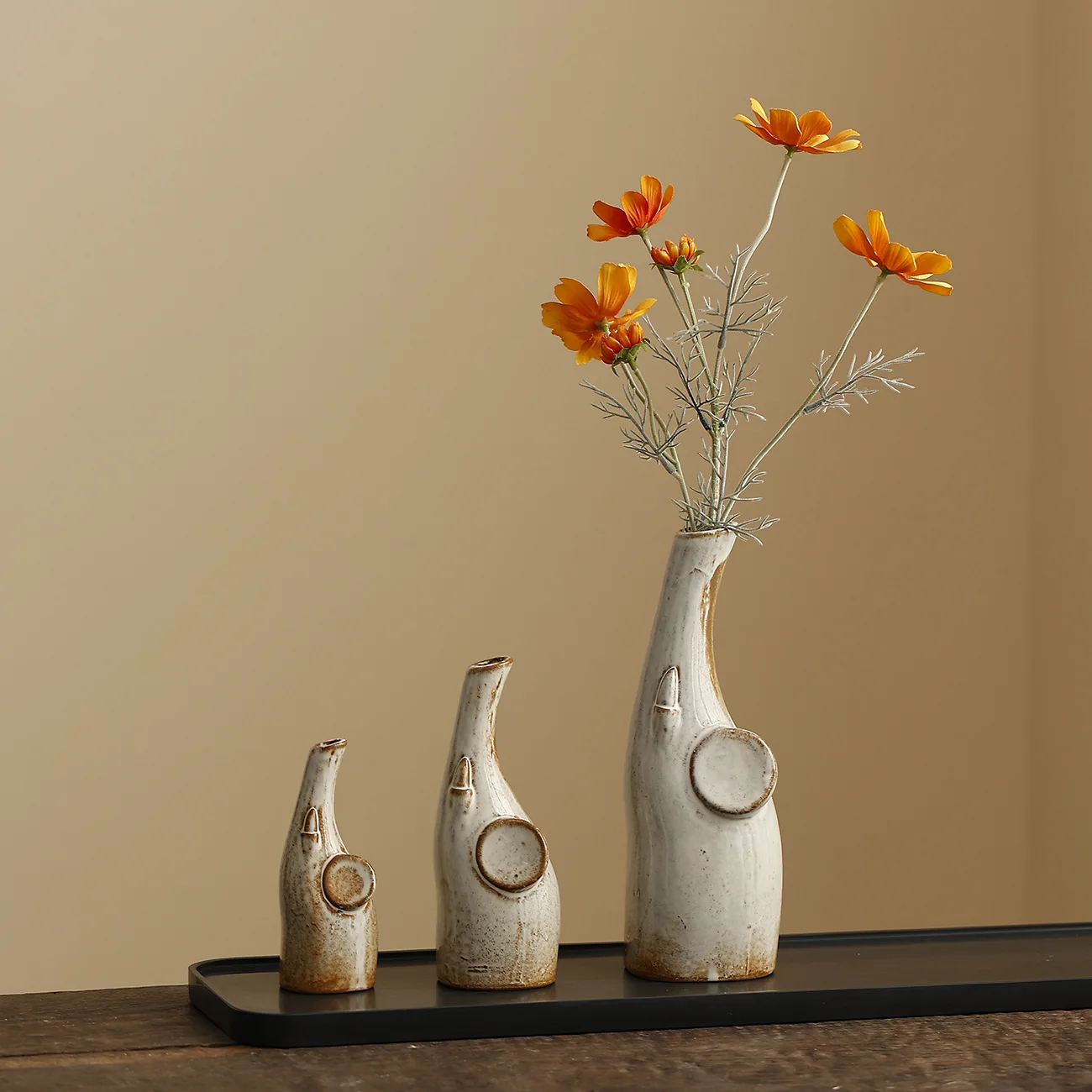 CAPIRON Vintage Elephant Ceramic Vase Retro Animal Bud Vase Flower Pot Nordic Home Decor Desktop Sculpture Art Shelf Office Gift