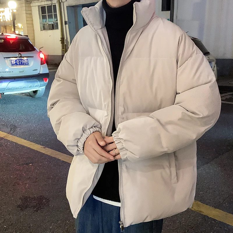 Streetwear Harajuku Inverno Quente Parkas Homens Sólidos Casuais Jaqueta Fria Dos Homens Oversize Casacos de Inverno das Mulheres