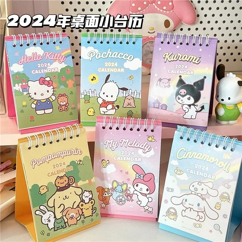 

2024 Sanrio Kawaii Hello Kitty мультфильм мини стол календарь с памятью детей маленькие свежие спирали цветные страницы подарок