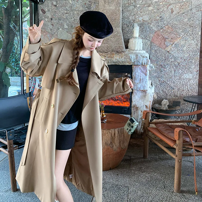 

Женский весенне-осенний плащ-тренч нового дизайна, подчеркивающий женственность