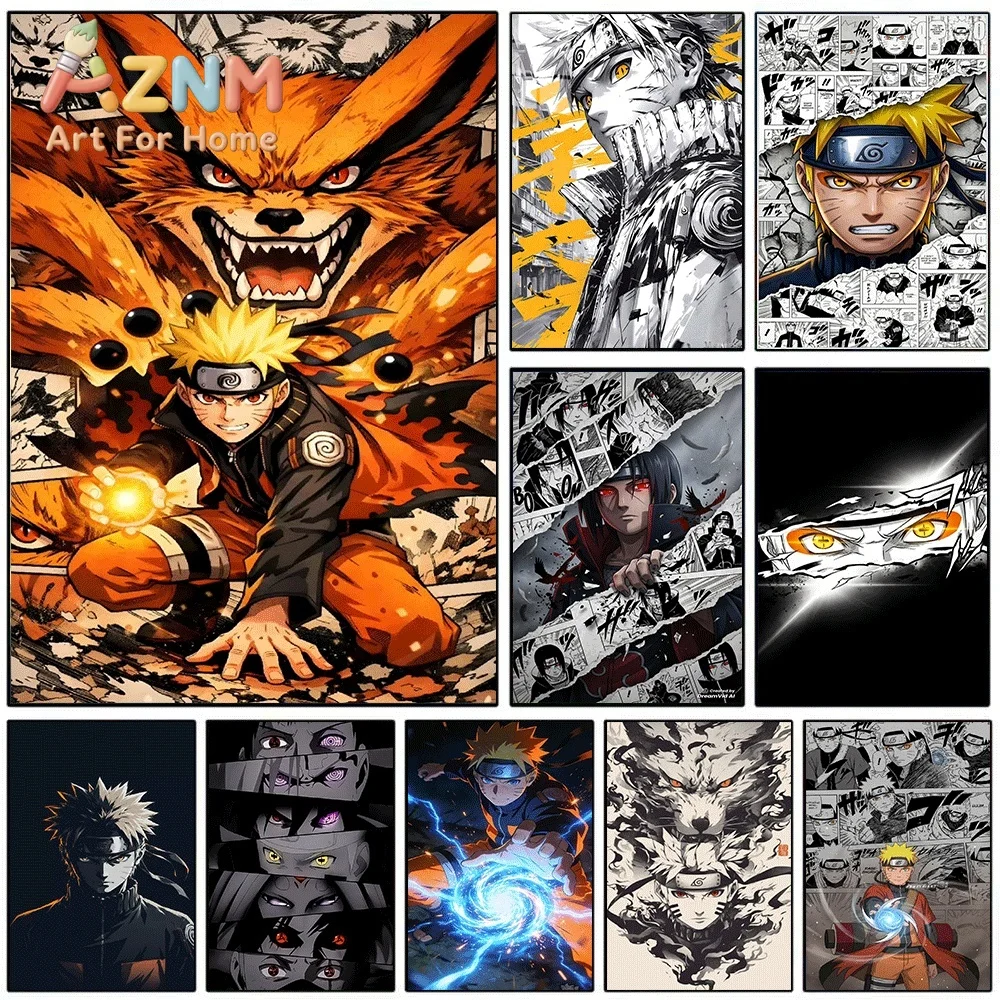 Anime Naruto Canvas Wall Art Naruto And Kurama Manga Burst Poster Unframed Canvas Painting Bedroom Living Room Home Wall Decor
