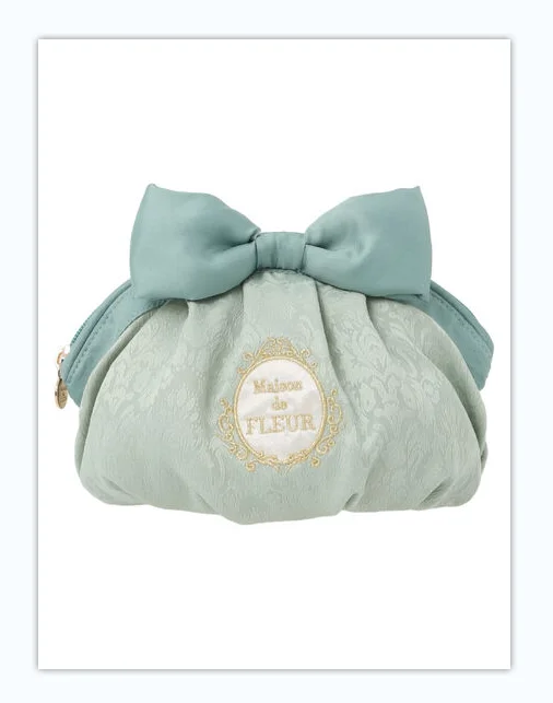 Japanese-Style Jacquard Embroidered Cute Bow Shell Bag Sweet Cute Cosmetic Bag Women Girls Cute Mini Storage Bags