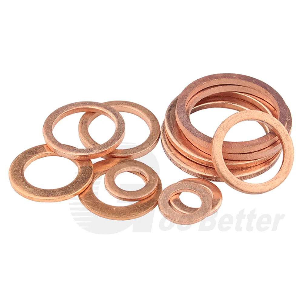 10/20/50/100Pcs Solid Washer M3 M4 M5 M6 M8 M10 Copper Shim Flat Gasket O-Rings Seal Plain Spacer Washers For Fastener Tool