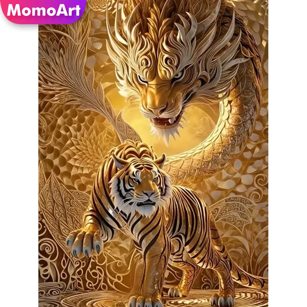 Momoart DIY Elmas Boyama Kaplan Hayvan Desen Yetişkinler için Yeni Başlayanlar Elmas Mozaik Ejderha Zanaat Seti Nakış El Yapımı Hobi