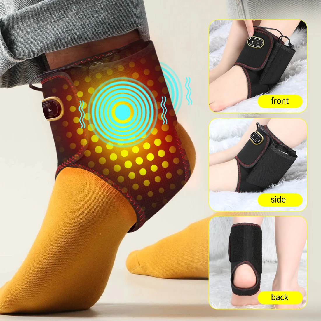 Electric Heating Massage Foot Ankle Support Foot Massager 3 Vibrating Brace Fixed Muscle Relaxation Sports Recovery