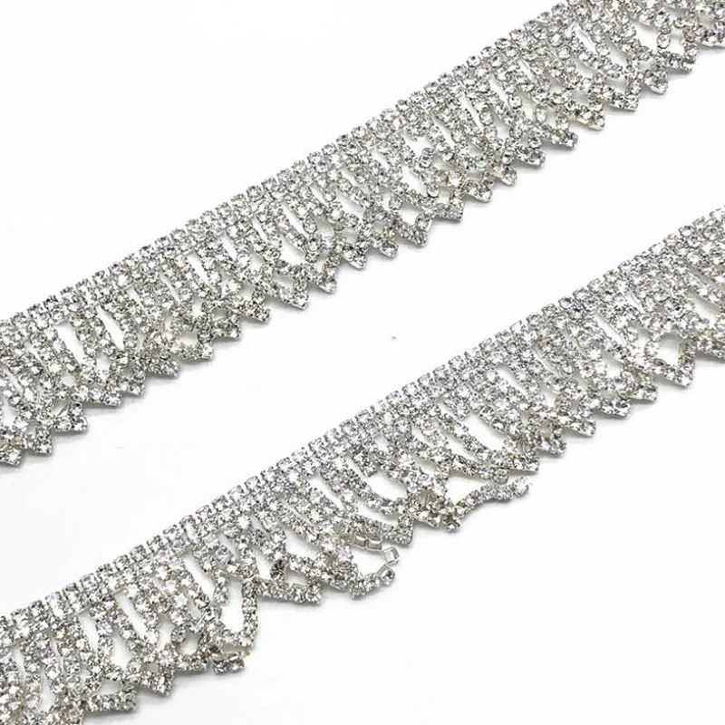 

10Yards Beautiful Sew On Diamante Rhinestone Crystal Beads Bridal Applique Trim Free Shipping