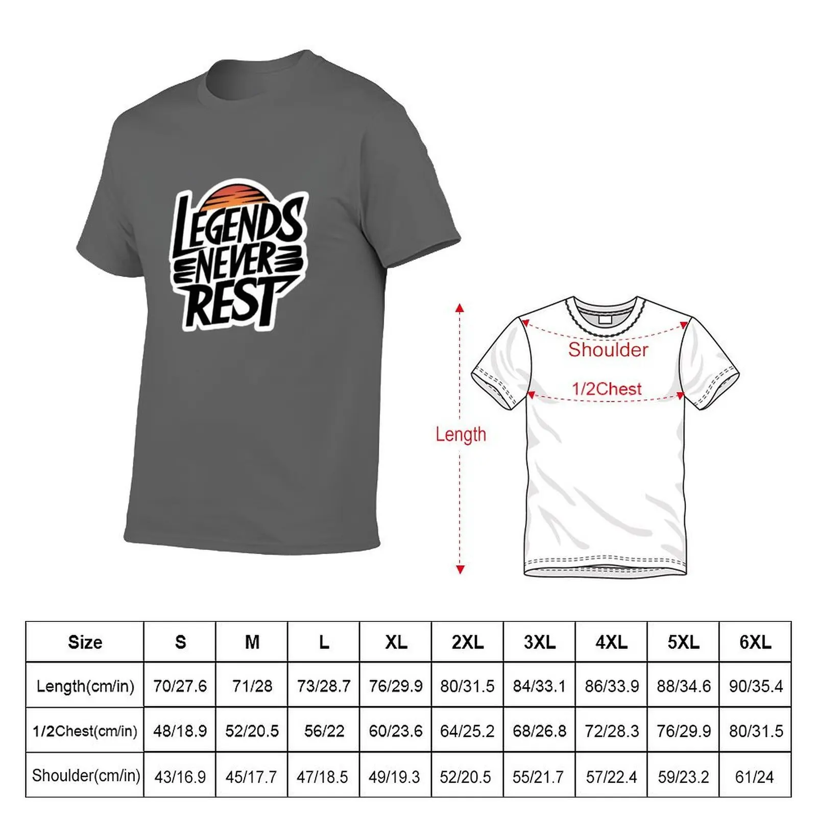 Legends Never Rest Motivational Retro Sunset Design T-Shirt Cool Dry Performance T-Shirt