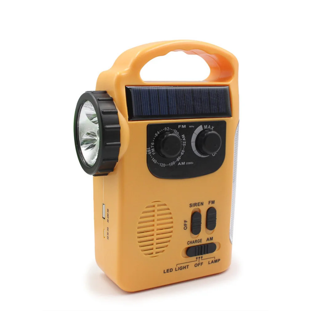 Solar Hand Crank Rechargeable Radio Portable Emergency Radio FM AM Radio Outdoor Mobile Phone ChargerLED Flashlight Wholesale