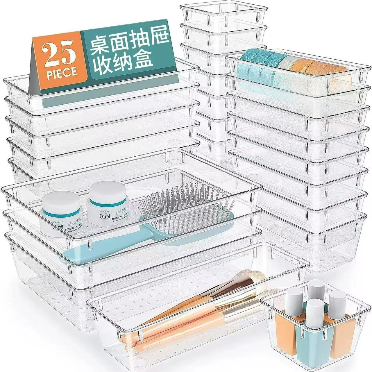 

Настольный комбинированный пластиковый кухонный органайзер для макияжа, ящик-разделители, ящик для хранения косметики, органайзер для стола, ящики