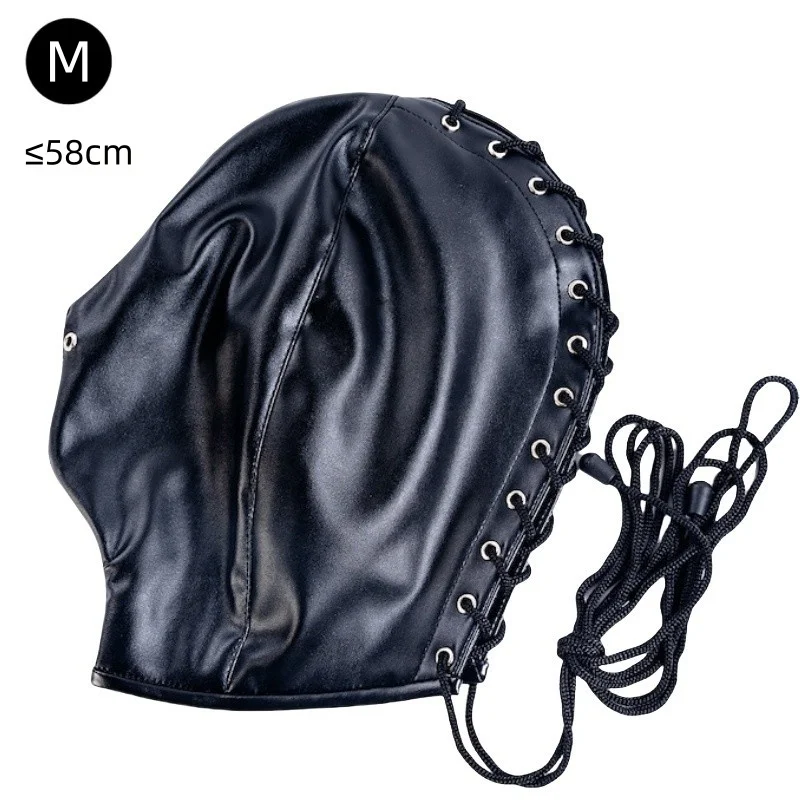 Maschera fetish per adulti con lacci, regolabile unisex, con cappuccio elastico per il controllo sensoriale e funzione bondage integrale. Giocattolo sessuale per coppie._voghion.com