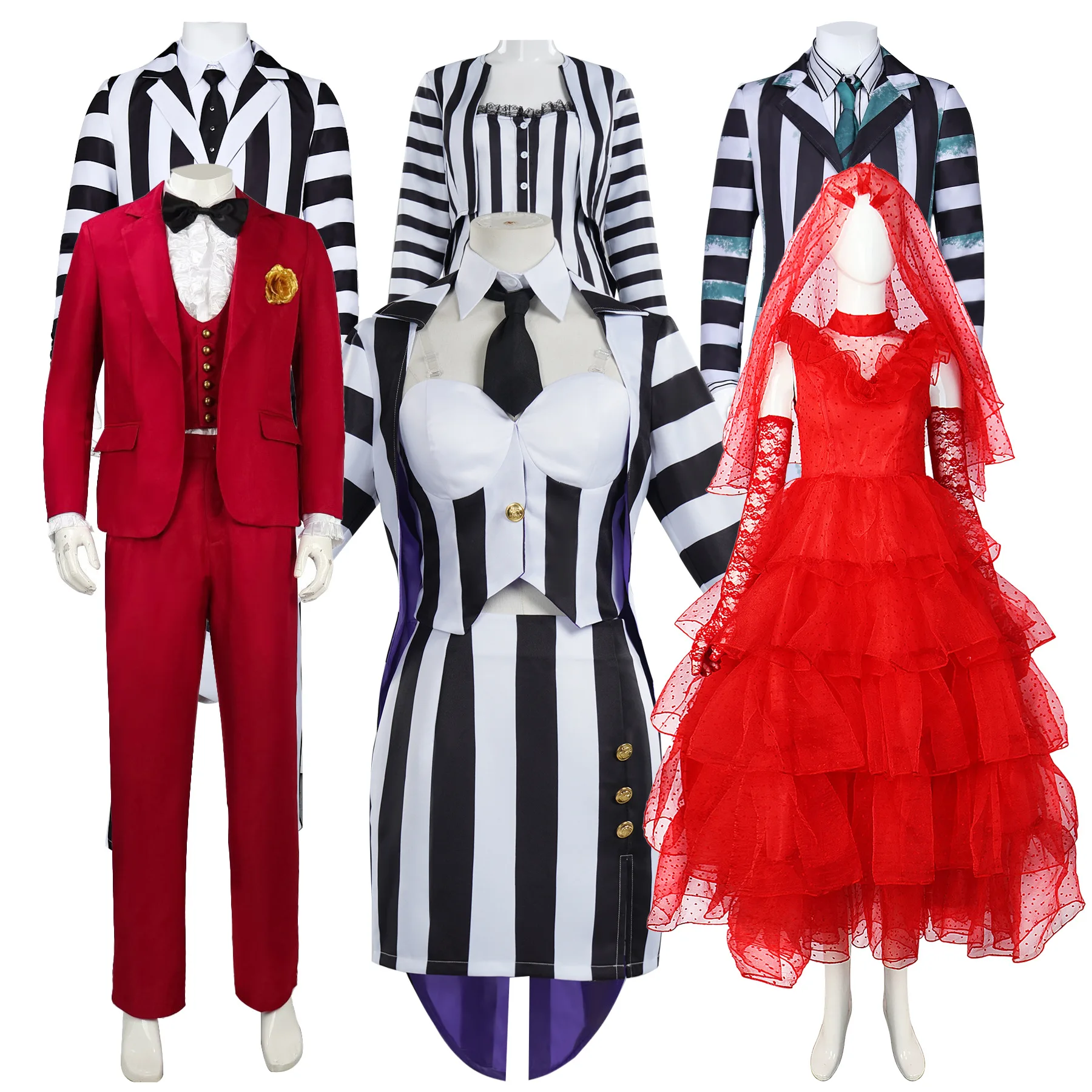 The Great Wizard of the Underworld 2 coswear Beetle Juice 2 Michael Keaton black and white striped suit Halloween cosplay