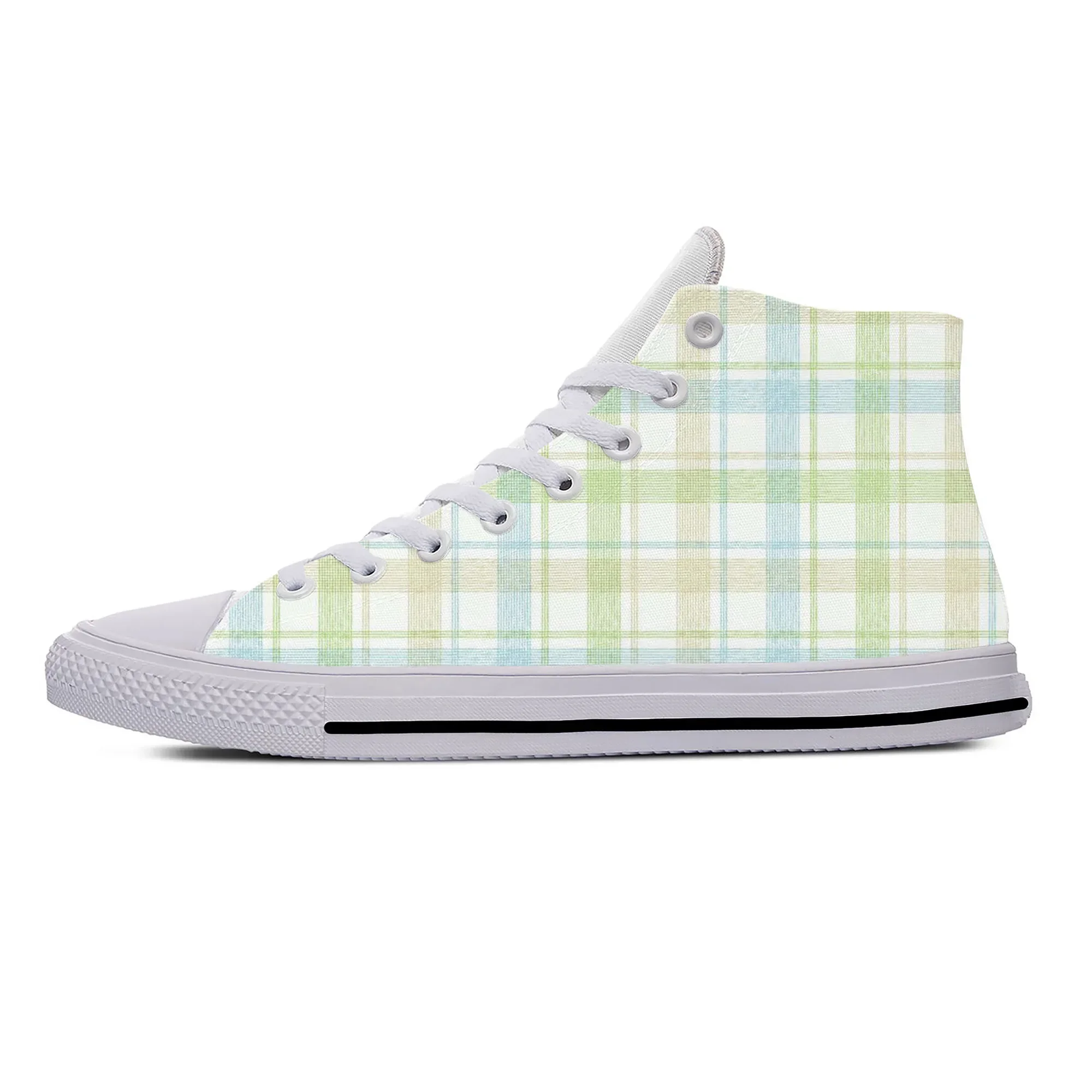 Pastel Tartan Plaid Scottish Aesthetic Casual Shoes High Top Breathable Summer Board Shoes Lightweight Men Women Hot Sneakers view 5