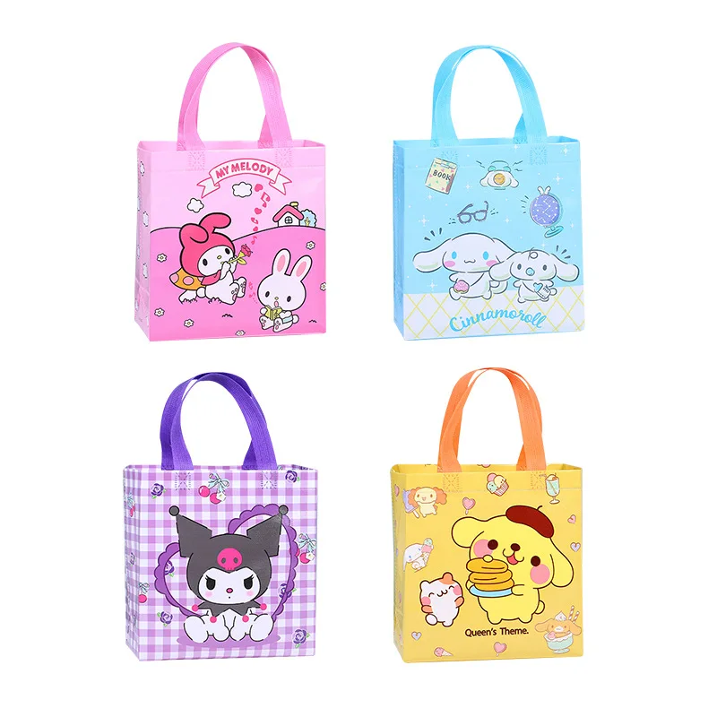 Sanrio Anime Melody Kuromi Printed Non Woven Fabric Bag Cute Cartoon Cinnamonroll Large Capacity Carrying Bag Item Storage Bag