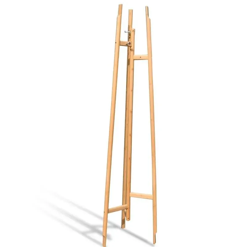 Natural Solid Wood Bamboo Coat Rack Independent Standing Clothes Hanger for Bedroom Living Room Office Home Storage Organizer