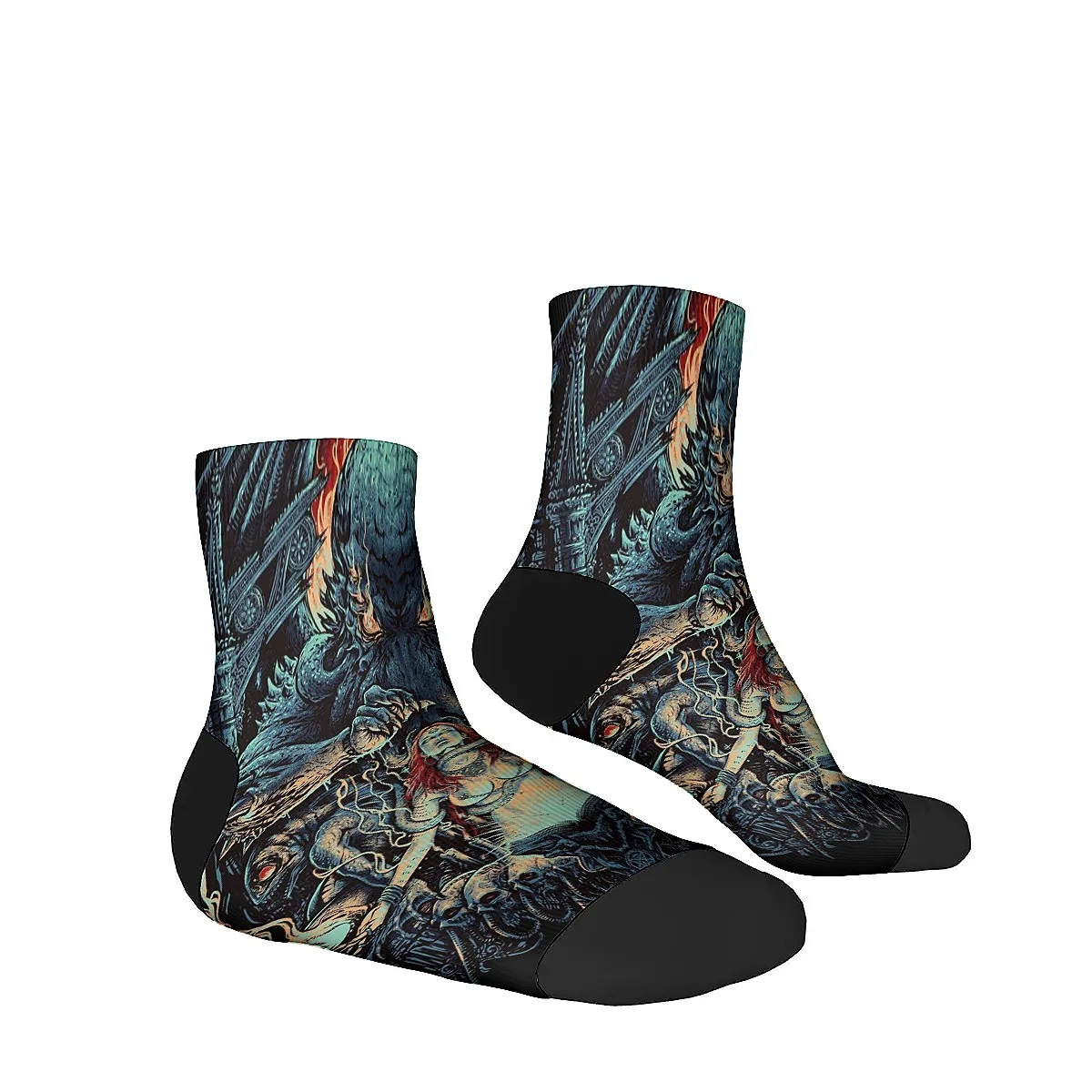 Retro Cthulhu Mythos Octopus Monster lässige Herrensocken Neuheit lustige Kompressionssocken Weicher Stretch-Komfort Verrückte Hip-Hop-Socken