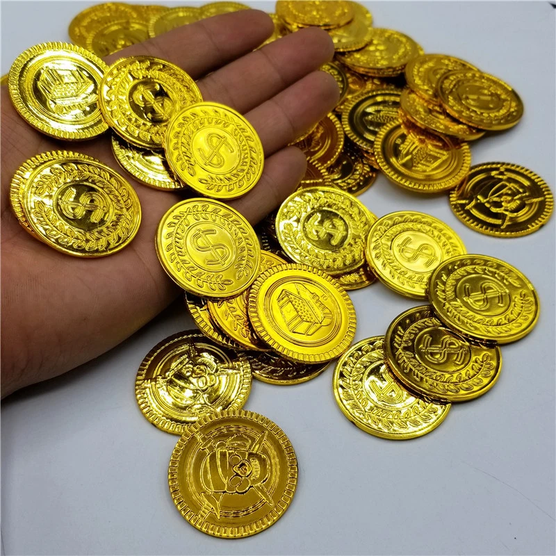 Kids\' Pirates Coin Toy, Tesouro, Massa, Dinheiro Fictício, Dia das Bruxas, Favores de Festa, Kinder, Magia, 3, 5, 7, 9, 10, 15 Anos