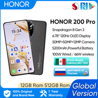 HONOR 200 Pro 5G Smartphone Global Version 6.78'' 120Hz AMOLED Display Snapdragon 8 Gen 3 100W SuperCharger 5200mAh Battery 50MP