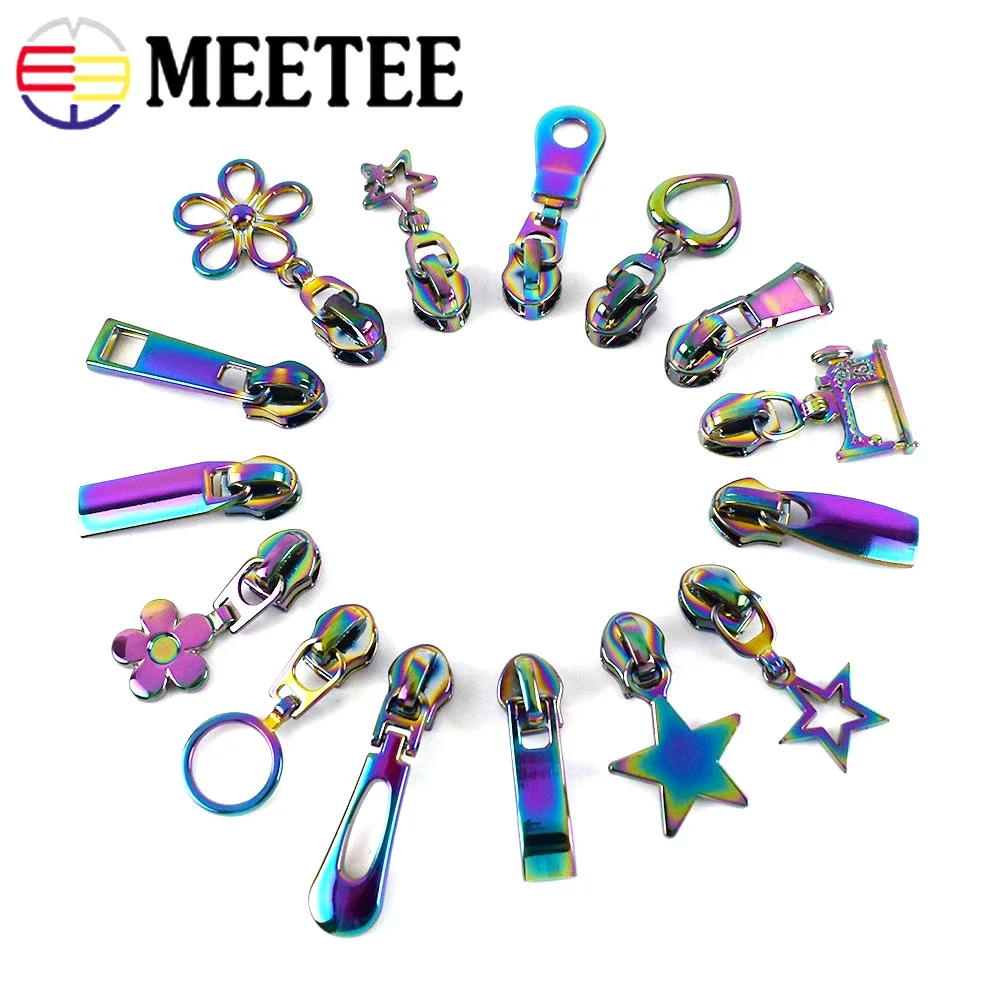 5Pcs 5# Rainbow Zipper Slider Puller for Nylon Zip Clothes Jacket Backpack Repair Zips Head Replace Zippers Sewing Accessories