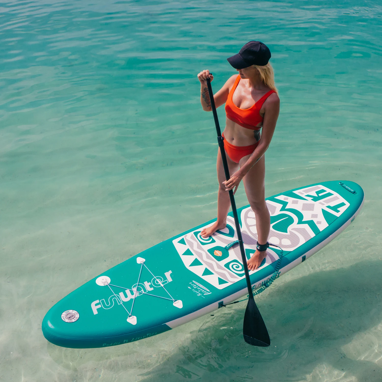 Funwater 320cm Aufblasbares SUP-Board 10'6" Stand-up-Paddleboard im Tiki-Design mit Kamerahalterung und Schultergurt-Set – Detail 4