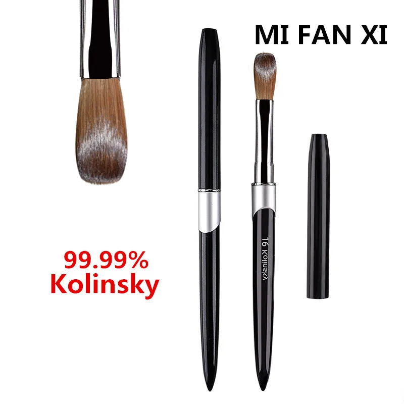 Kolinsky 세이블 아크릴 브러시, UV 젤 조각 펜 브러시, 액체 분말, DIY 네일 드로잉, 1PC