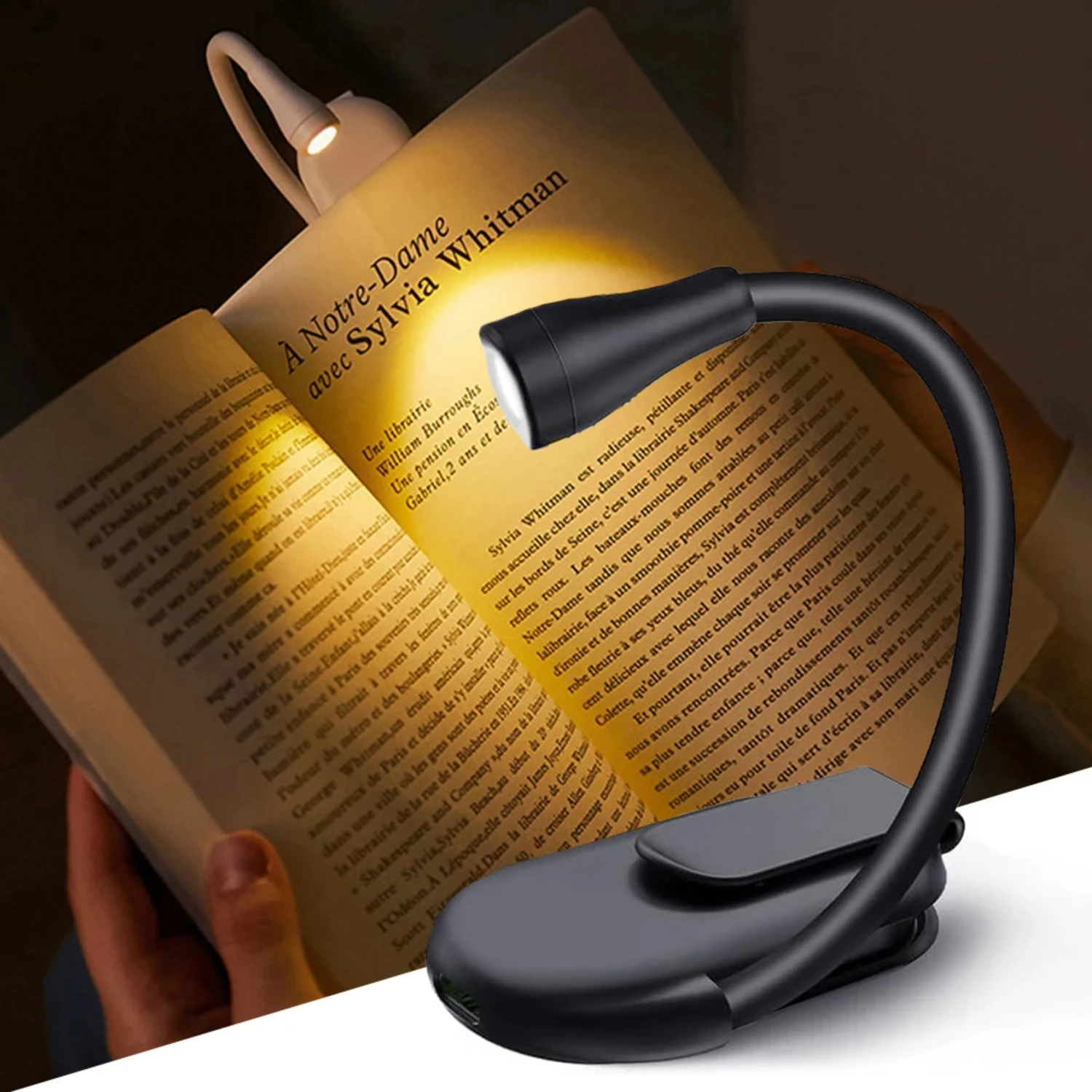 

Book Light USB Rechargeable Portable 3 Color Reading Light Book Lamp Reading in Bed Book Lover Gifts LED BookLight