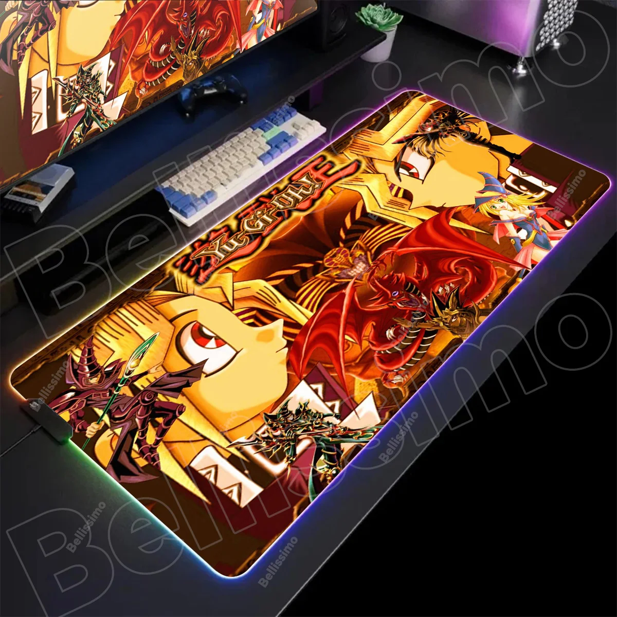 

Large Size Yu Gi Oh RGB Mouse Pad Anime Gaming LED Lighting PC Accessories Color Glow Personalized Mousepad Gamers Desk Mat