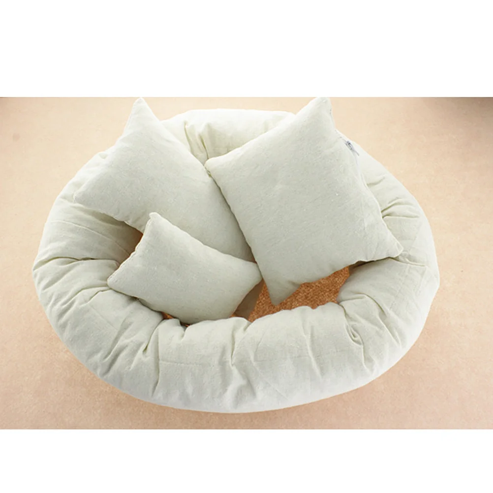 4 قطع من وسادة الأطفال على شكل دونات لحديثي الولادة، دعائم صور سلة حشو القمح الأساسية قابلة للتنفس وخفيفة الوزن للتصوير الفوتوغرافي للأطفال باللون الأبيض