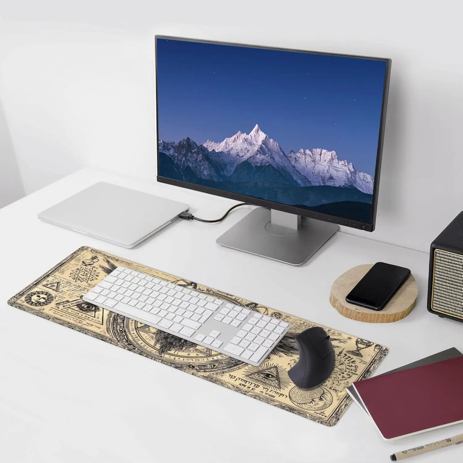 لوحة ماوس ألعاب ممتدة ذات طابع جمجمة - حصيرة مكتب كبيرة مقاس XL مع حواف مخيطة للاعبين والمكتب المنزلي #6