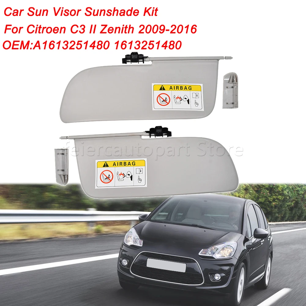 

Left or Right A1613251480 1613251480 Sun Visor Sunshade Kit Left and Right For Citroen C3 II Zenith 2009-2016